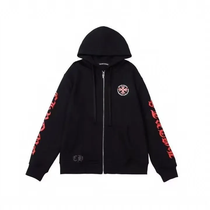 Q29—P230 -Chrome Hearts/Chrome Hearts printed zipper sweatshirt cardigan jacket -420 grams of high-density, high-quality wool, soft, delicate and skin-friendly, soft and silky to the touch, warm and skin-friendly -The hardware zipper accessories are all customized and full of details -Colour: black white -Size: S M L XL